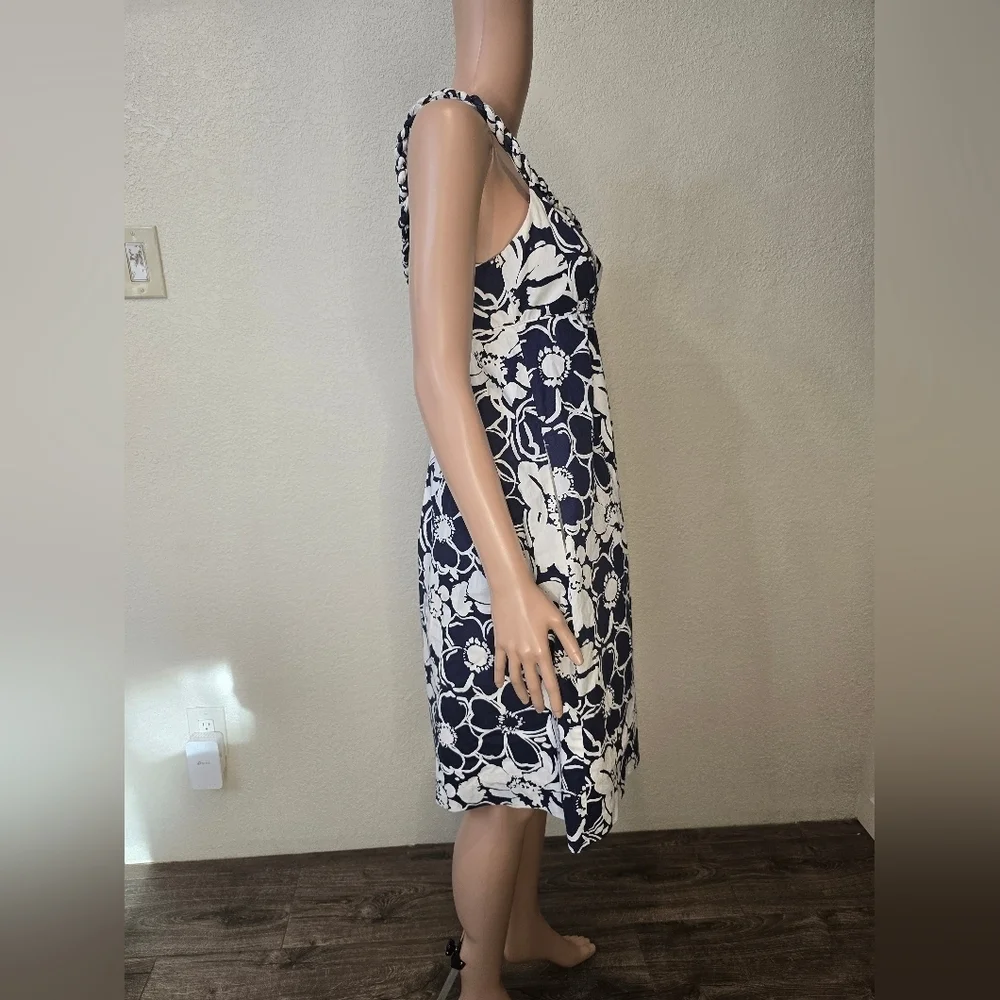 J. Crew Tropical Blue Floral Summer Sun Dress Women 2 Party Casual Braid…
